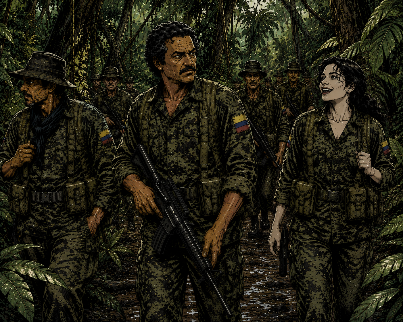 Maqroll, Aureliano Buendía y Rosario atravesando la selva